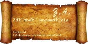 Zámbó Annamária névjegykártya
